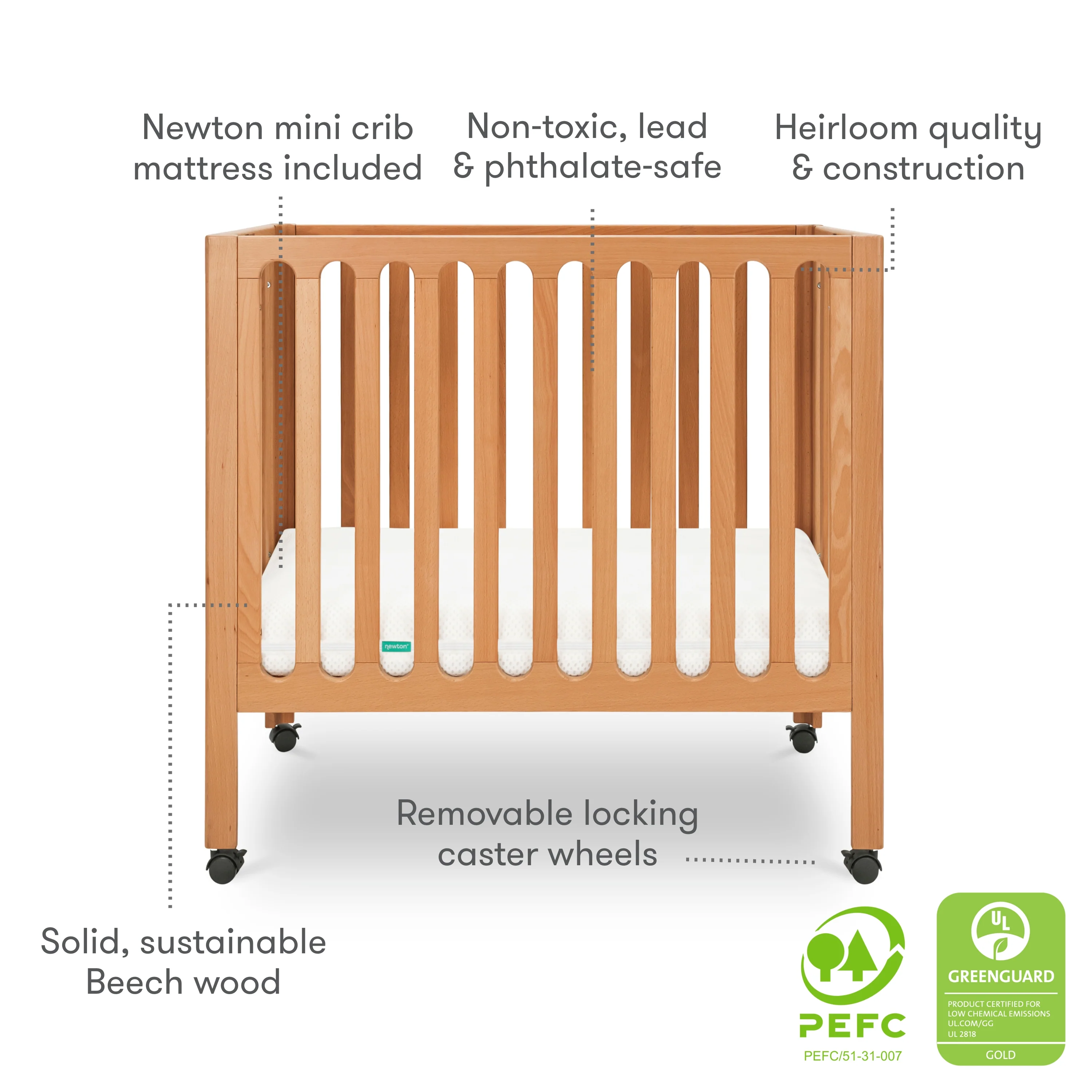 Newton Galileo Mini Crib with Newton Mattress - Image 18