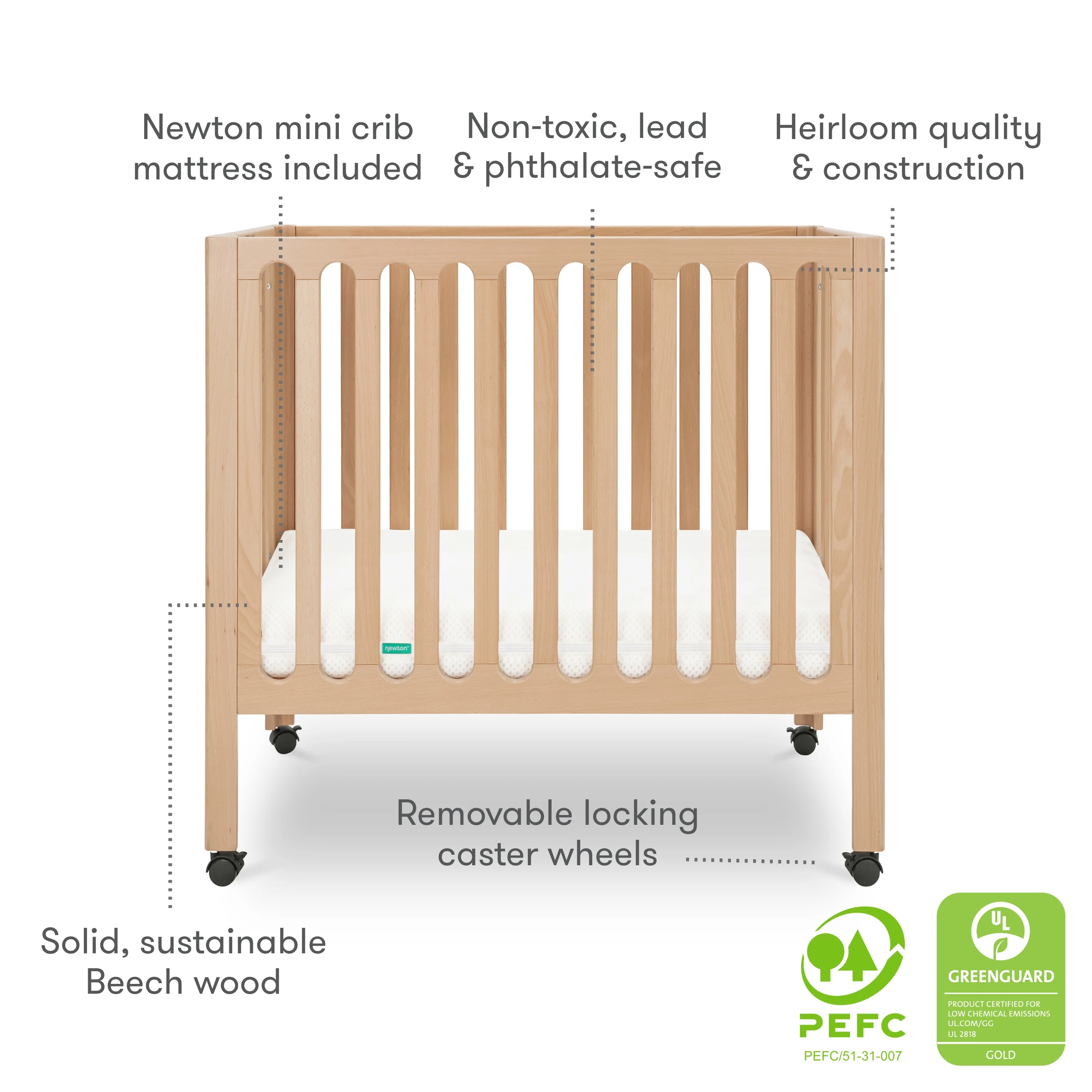 Newton Galileo Mini Crib with Newton Mattress - Image 8